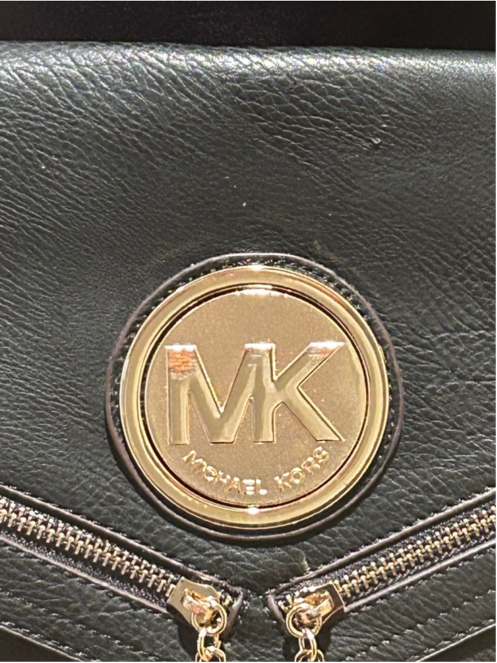 Women's Michael Kors Black Crossbody Bag One Size Gold Hardware 11 x 11 x .5 - Picture 3 of 7